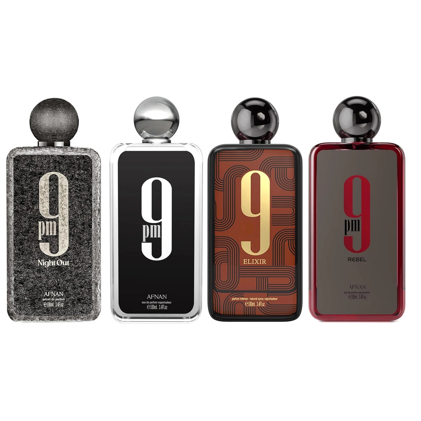 Afnan 9 PM Collection Eau de Parfum Spray For Unisex , Night Out Rebel Elixir 3.4 Oz / 100 ML Long-Lasting Fragrance Valentine's Day Gift For Men